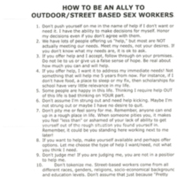 How to be an Ally to Outdoor/Street Based Sex Workers